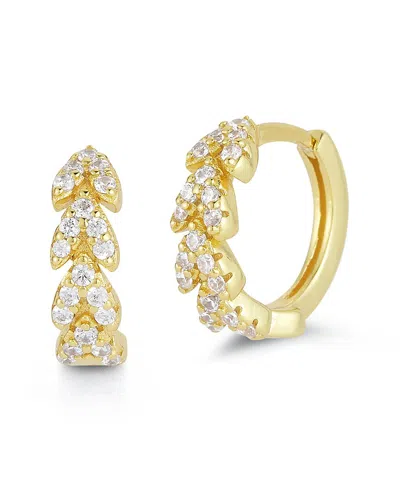 Glaze Jewelry Silver Cz Leaf Huggie Earrings