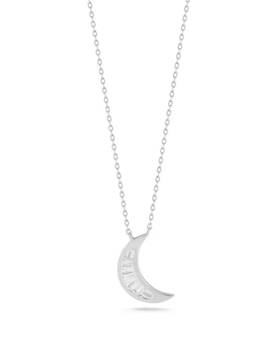 Glaze Jewelry Silver Cz Moon Necklace In Metallic