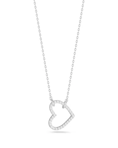 Glaze Jewelry Silver Cz Open Hanging Heart Necklace