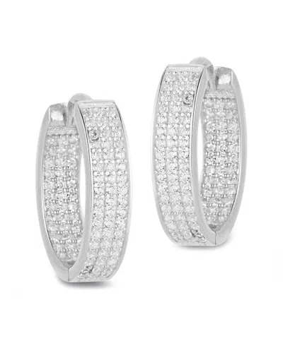 Glaze Jewelry Silver Cz Oval Hoops In Metallic