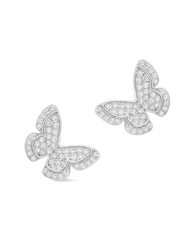 Glaze Jewelry Silver Cz Pave Butterfly Earrings