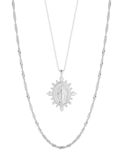 Glaze Jewelry Silver Cz Religious Charm Necklace Set