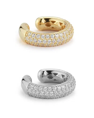 Glaze Jewelry Silver Cz Set Of Cuff Earrings In Multi