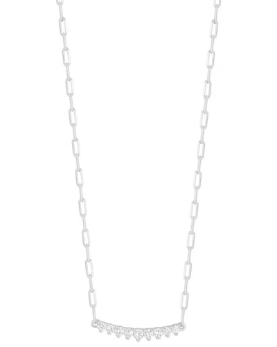 Glaze Jewelry Silver Diamond Cz Small Bar Necklace