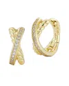 Glaze Jewelry 14k Gold Plated Sterling Silver Small X Hoop Earri