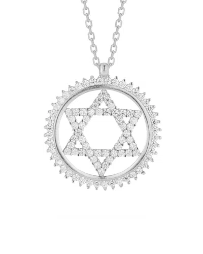 Glaze Jewelry Silver Cz Star Of David Necklace In Metallic