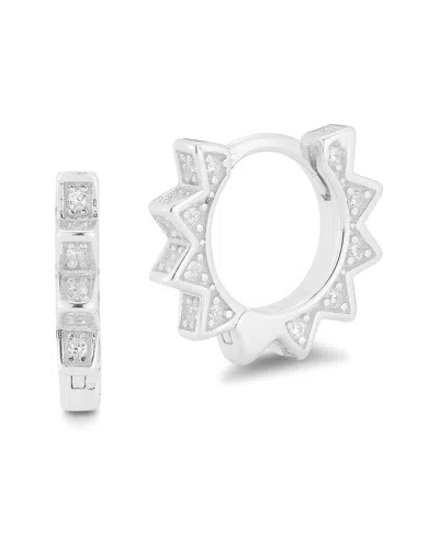 Glaze Jewelry Silver Diamond Cz Sun Huggie Earrings