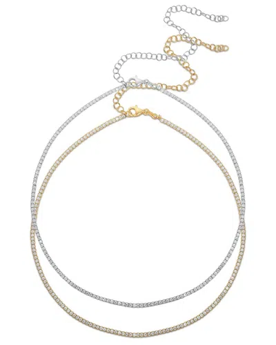 Glaze Jewelry Silver Cz Tennis Choker Necklace Set