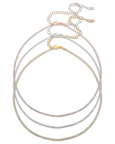 Glaze Jewelry Silver Cz Tennis Choker Necklace Set