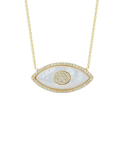 Glaze Jewelry Sterling Silver Mother Of Pearl Evil Eye Necklace In Gold