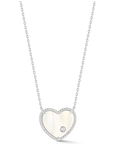 Glaze Jewelry Silver Mother Of Pearl Cz Necklace In Brown