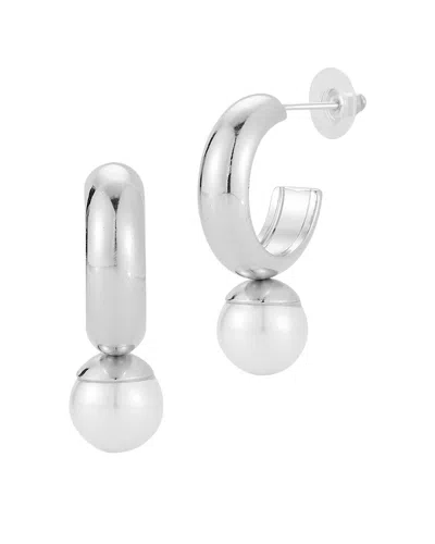 Glaze Jewelry Faux Pearl Drop Hoop Earrings In Multi