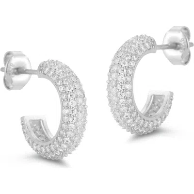 Glaze Jewelry Small Pavé Huggie Hoop Earrings In Silver