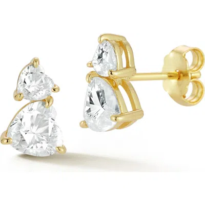 Glaze Jewelry Stacked Heart Moissanite Stud Earrings In Gold