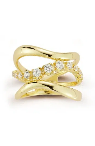 Glaze Jewelry Stacked Wave Cubic Zirconia Ring In Gold