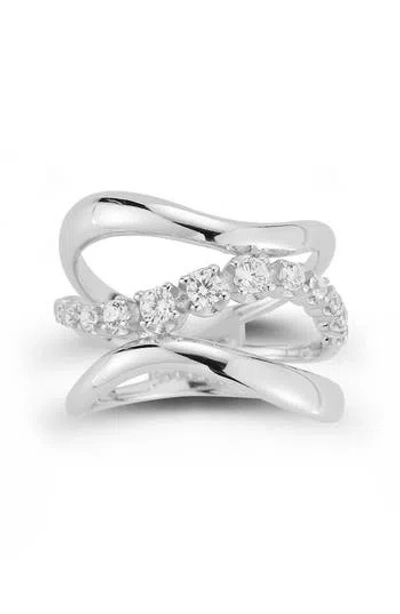 Glaze Jewelry Stacked Wave Cubic Zirconia Ring In White