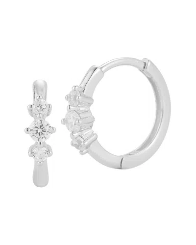 Glaze Jewelry Sterling Silver 3-stone Cz Huggies In Metallic