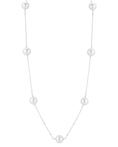 Glaze Jewelry Sterling Silver 8mm Pearl Station Necklace In Metallic
