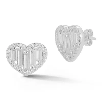Glaze Jewelry Sterling Silver Baguette Heart Studs
