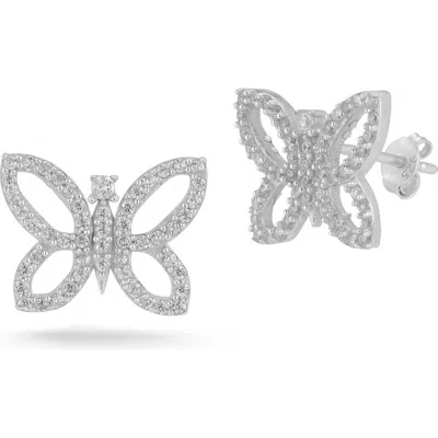 Glaze Jewelry Sterling Silver Butterfly Stud Earrings In Metallic