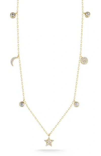 Glaze Jewelry Sterling Silver Celestial Station Necklace In Gold