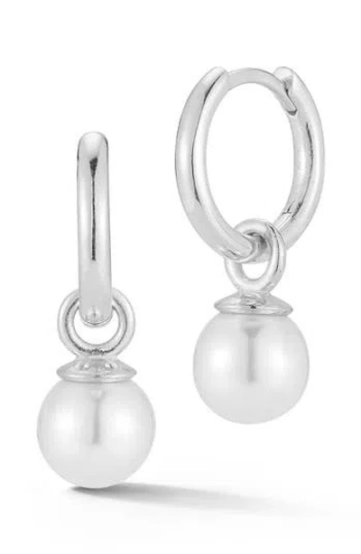 Glaze Jewelry Sterling Silver Cultured Pearl Charm Earrings In Metallic