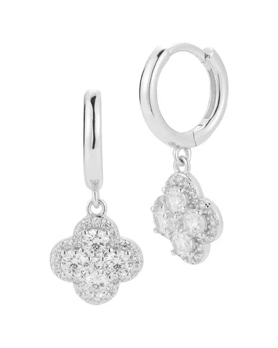 Glaze Jewelry Sterling Silver Cz Clover Charm Earrings In Gray
