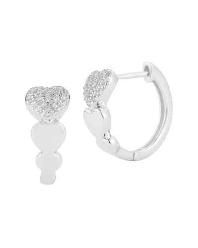 Glaze Jewelry Sterling Silver Cz Triple Heart Hoops In Metallic