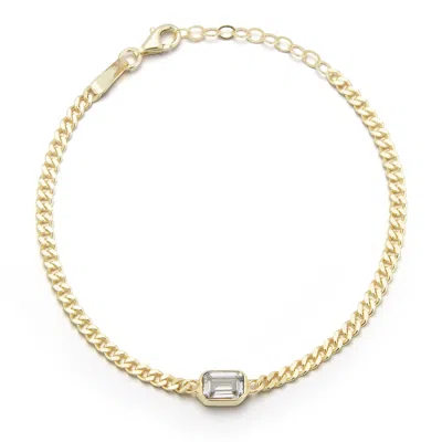 Glaze Jewelry Sterling Silver Emerald-cut Curb Bracelet In Gold