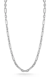 Glaze Jewelry Sterling Silver Figaro Necklace In Metallic