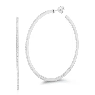 Glaze Jewelry Sterling Silver Large Thin Hoops In Metallic