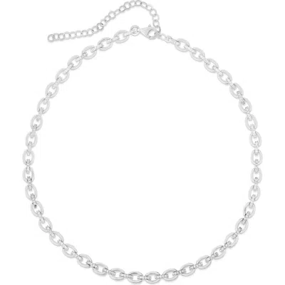 Glaze Jewelry Sterling Silver Link Choker Necklace In Metallic