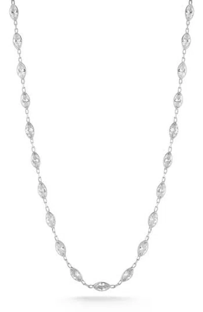 Glaze Jewelry 14k Yellow Gold Plated Sterling Silver Marquise Cz Station Choker Necklace