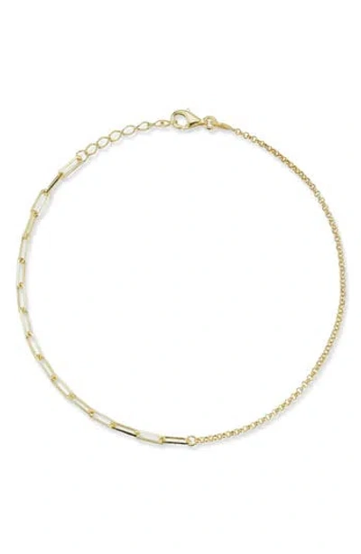 Glaze Jewelry Sterling Silver Mixed Chain Anklet In Gold