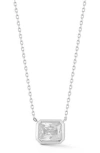 Glaze Jewelry Sterling Silver Rectangle Solitaire Pendant Necklace In Metallic