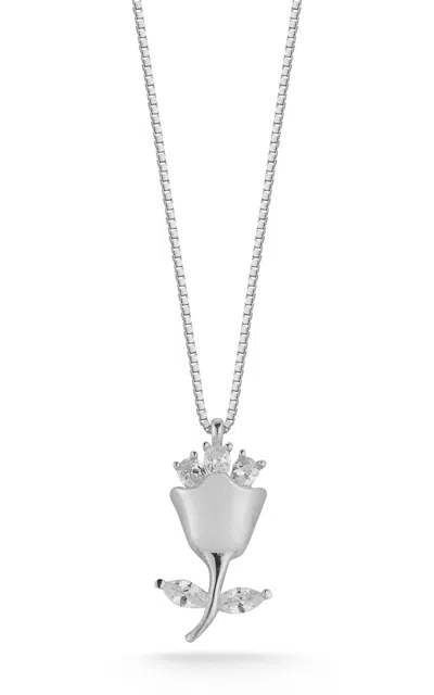 Glaze Jewelry Sterling Silver Rose Necklace In Orange