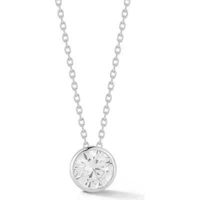 Glaze Jewelry Sterling Silver Round Solitaire Pendant Necklace In Metallic