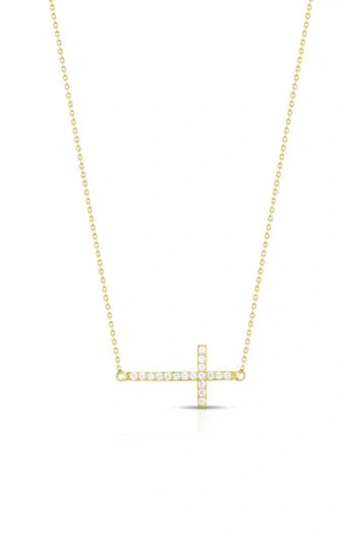 Glaze Jewelry Sterling Silver Sideways Cross Necklace In Gold