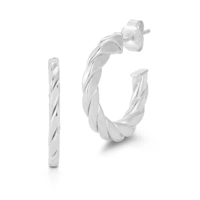 Glaze Jewelry Sterling Silver Small Flat Twist Hoops In Metallic