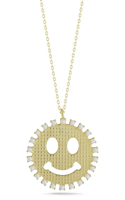 Glaze Jewelry Sterling Silver Smiley Face Necklace In Gold