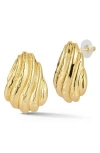 Glaze Jewelry Textured Shell Stud Earrings In Gold