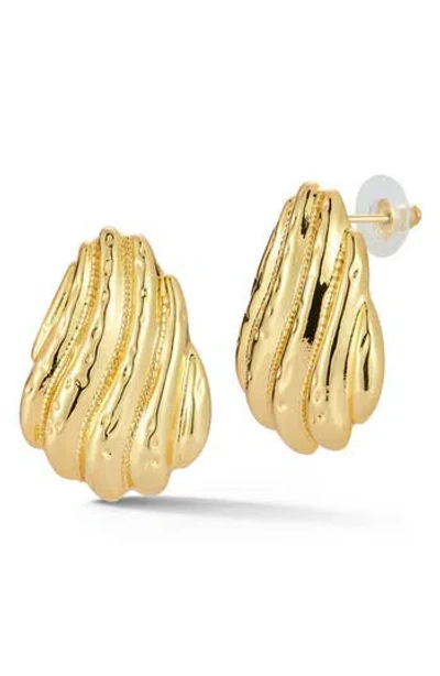 Glaze Jewelry Textured Shell Stud Earrings In Gold