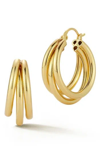 Glaze Jewelry Triple Row Hoop Earrings In Gold
