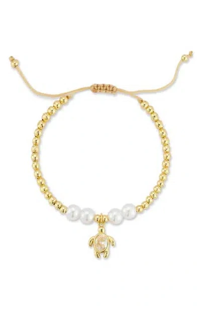 Glaze Jewelry Turtle Charm Beaded Slider Bracelet In Gold
