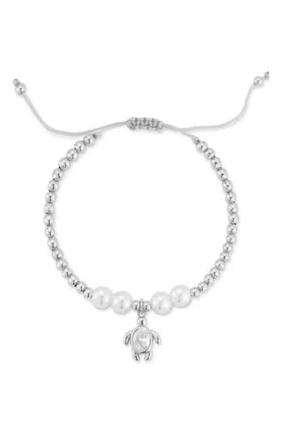 Glaze Jewelry Turtle Charm Beaded Slider Bracelet In Silver