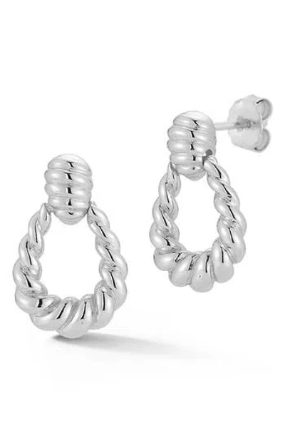 Glaze Jewelry Twisted Doorknocker Drop Earrings In Silver