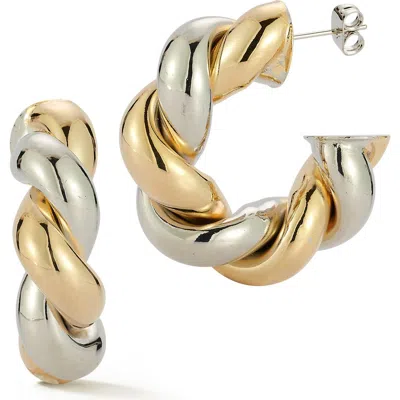 Glaze Jewelry Two-tone Twist Hoop Earrings In Gold