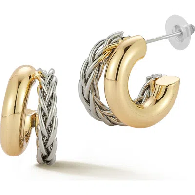 Glaze Jewelry Two-tone Hoop Earrings In Gold