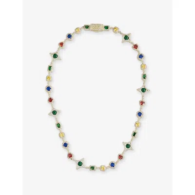 Gld Mens 17mm Colored Gemstone 18ct Gold-plated Chain In Multi