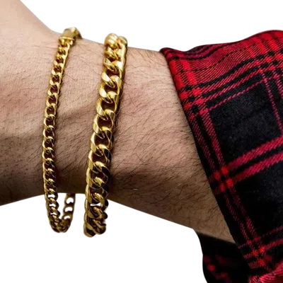 Gld Mens 7" 5mm 18k Miami Cuban Bracelet In Gold
